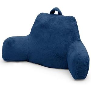xffzroom Reading Pillow for Sitting in Bed Adult, Standard Reading Pillow with Memory Foam, Back Pillow for Bed Sitting Up with Extend Arms, Blue
