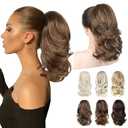 Ponytail Extension, 14" Claw Clip in Ponytail Hair Extensions Natural Soft Synthetic Layered Wavy Pony Tail Hair Pieces for Women - Light Brown