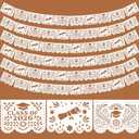 Hahafelt 6 Pack Plastic Mexican Graduation Banner 2026 Grad Papel Picado Party Decoration 118 Feet Black White Grad Cap Congrats Decoration Banner for Middle High Senior Party Supplies