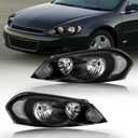Headlight Assembly, Headlights Kit Compatible with 2006-2013 Chevy Impala/2014-2016 Impala Limited/2006-2007 Monte Carlo Replacement Headlamp Black Housing Clear Reflector