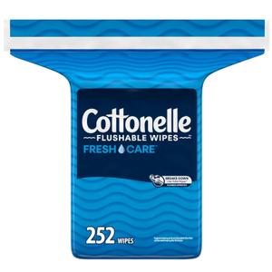 Cottonelle Fresh Care Flushable Wet Wipes, Adult Wet Wipes, 1 Refill Pack, 252 Wipes Per Pack, Packaging May Vary