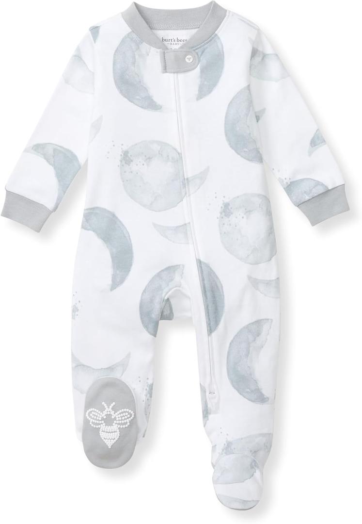 Burt's Bees Baby Baby Girls Pajamas, Zip Front Non-Slip Footed Sleeper Pjs, 100% Organic Cotton 0-3M
