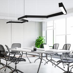 16FT LED Linear Light, 200W Pendant Light Fixtures, 0~10V Remote Switch, 3000K 4000K 6000K Color Changing Function, Combination Black Ceiling Shop Light, Suspended Office Lighting Fixture, 4.8m