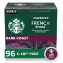 Starbucks K-Cup Coffee Pods, Dark Roast Hot or Iced Coffee, French Roast, 96 Keurig Pods (EXP 05/30/27)