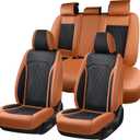 FLORICH Seat Cover Full Set Automotive Seat Cover 5 Seats Leather Waterproof Car Seat Cover Easy installation Non-slip Comfort Cushion Universal Fit for Most Car Truck SUV Seat Protection, Brown&Black