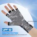 2 x Fly Fishing Gloves Men Sun Sleeves Fingerless UPF Camo Quick-Drying UV Sun Protection for Kayak Rowing Adults Women (Medium)