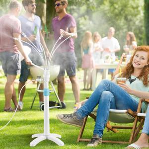Stand Misters for Outside Patio with Adjustable Riser Tube (up to 46in) - 5 Brass Nozzles and 26FT Line Standing Misting Cooling System for BBQ, Patio, Pool, and Water Activities