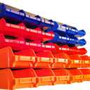 ALWORKKIT Storage Bins Wall-Mounted 30Pcs Set - Storage Organizer for Screws, Nuts, Nails, and Small Hardware Parts, with Quick Installation (Assorted Colors: Orange, Red, Blue)