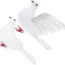 Hemoton 2Pcs Lifelike Artificial Foam Doves White Feathered Pigeon Birds for Wedding and Garden Decoration Elegant Outdoor Decor Accents for Parties and Events