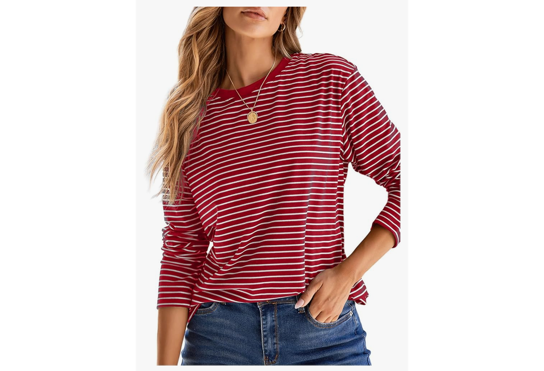 Lucky Brand Women's Breton Long Sleeve TEE Navy Stripe XL