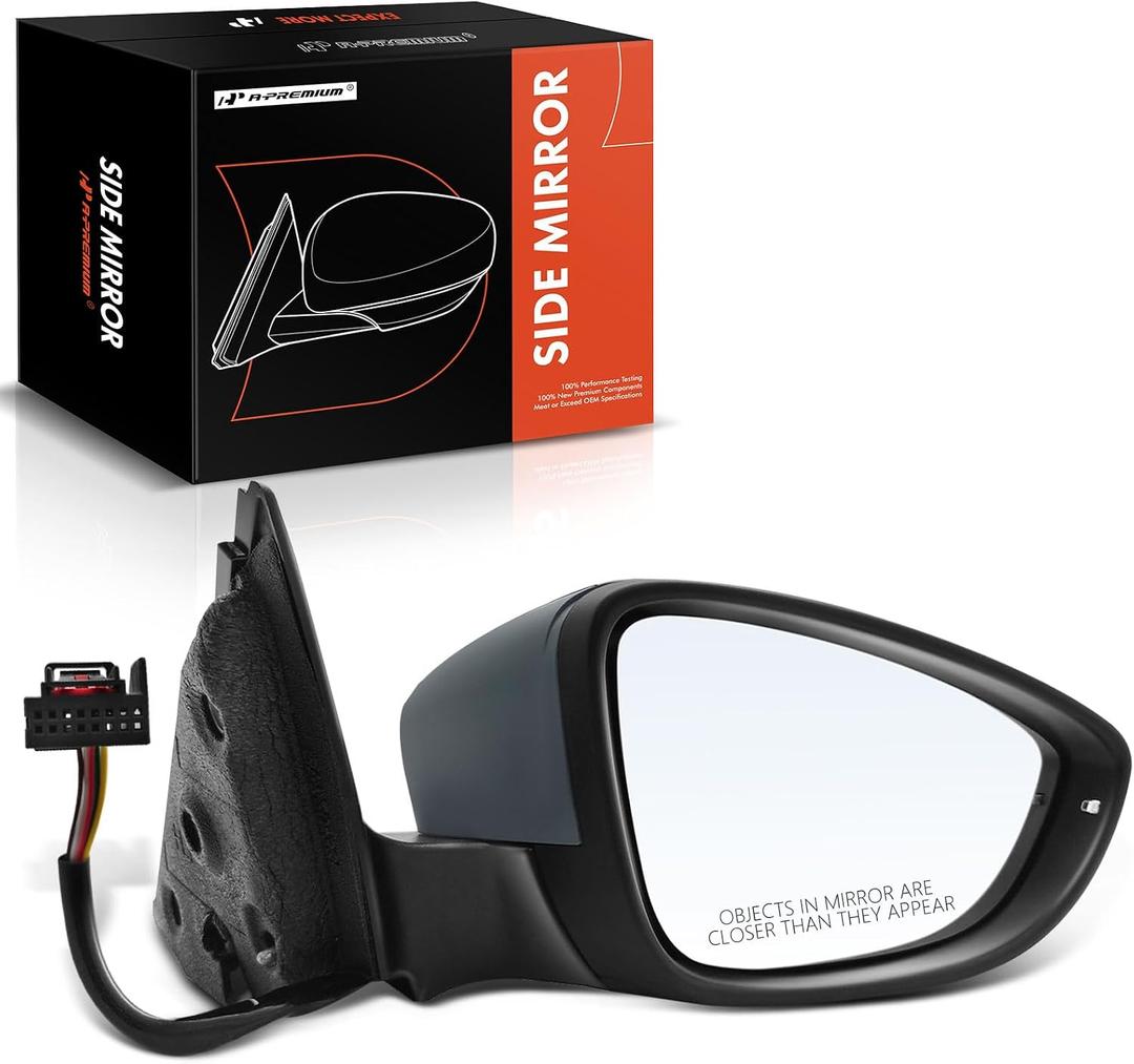 A-Premium Passenger Side Power Door Mirror Compatible with Volkswagen | for Jetta 2011 2012 2013 2014 2015 - Heated Manual Folding Paint to Match Outside Rear View Mirror w/Turn Signal