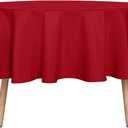 sancua Round Tablecloth - 48 Inch - Water Resistant Spill Proof Washable Polyester Table Cloth Decorative Fabric Table Cover for Dining Tables, Buffet Parties and Camping, Red