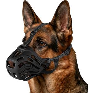 Dog Muzzle, Soft Breathable Dog Muzzles Suitable Dogs, Adjustable Basket Muzzles Prevents Chewing and Biting for Grooming Trimming Training (Black, L (44lb))