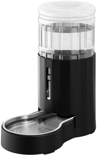 CZPET Automatic 7L Dog and Cat Water Dispenser with Stainless Steel Bowl Gravity Waterer,100% BPA-Free,Large Capacity and Drinking Area Noise-Free for Pets(7L Water Dispenser, Black)