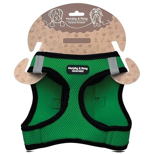 Murphy & Roxy No-Pull Dog Harness – Adjustable Vest Harness with Reflective Trim for Small to Medium Dog Breeds – Heavy-Duty and Comfortable for Walking, Training for Pets, Green (Size XS)