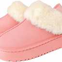 Women's Platform Slippers Winter Mini Boots Anti-Slip Suede Slip on Women Sneakers Fur Lined House Slippers for Indoor Outdoor (Brown, XL)