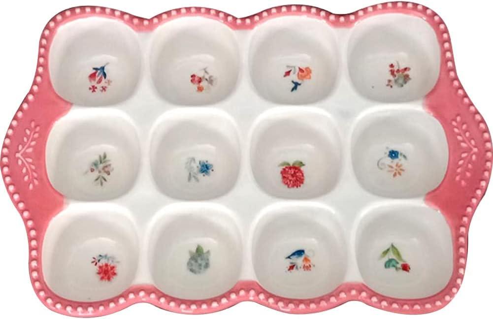 Ceramic 12 Cup Egg Tray Fresh Egg Container Egg Storage Organizer Refrigerator Egg Holder Egg Platter Tray Egg Keeper For Kitchen Decoration