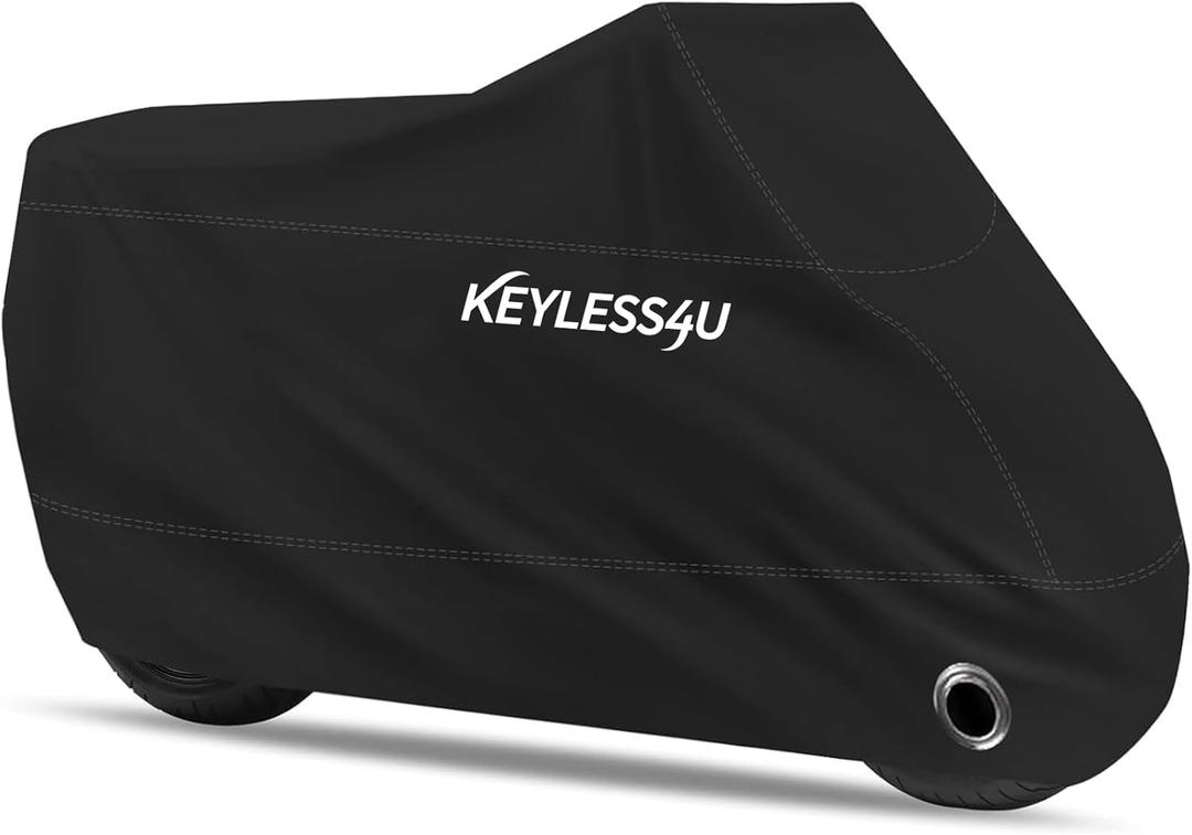 Motorcycle Cover Premium Waterproof Outdoor All Weather Protect from Dust Sunlight Rain. Compatible with Harley Davidson, Honda, Suzuki, Kawasaki, Yamaha and Many More(Black,97inch)