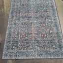 Vintage Design Navy Blue Area Rugs for Living Room, 4x6 Machine Washable Floral Collection Traditional Bedroom Rug, Low Pile Dinning Room Carpet, No Slip Office Kitchen Home Decor, Navy Blue