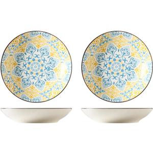 Salad Plates,Ceramic Dinner Plates,8.3 Inch Round Dessert Plates,Porcelain Decorative Dining Plates,Dinner Plates for Salad,Pasta,Dessert,Steak,Appetizers,Microwave,Oven,Dishwasher Safe (B-2pcs)