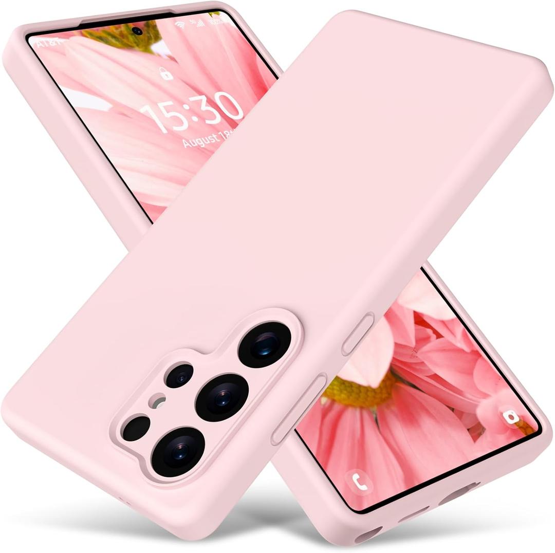 Varikke for Samsung Galaxy S25 Ultra Case, Liquid Silicone Upgrade [Camera Protection] [Anti-Scratch Microfiber Lining] Slim Soft Touch Gel Rubber Shockproof Phone Case 6.9", Chalk Pink