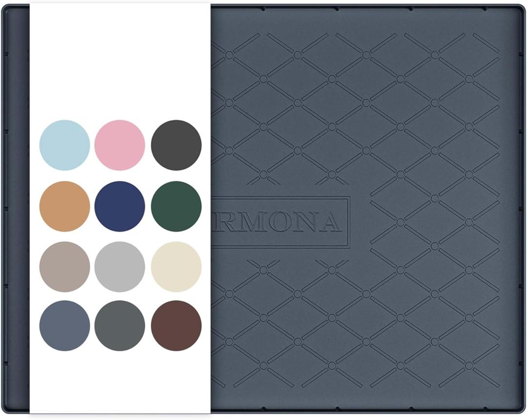 URMONA 25" x 22" Waterproof Silicone Mat in Multiple Sizes & Colors, Under Sink Mat for Kitchen & Bathroom, Pet Food Pad for Dogs & Cats, Kitchen Cabinet Liner, Multi-Purpose for Storage(Dark Grey)