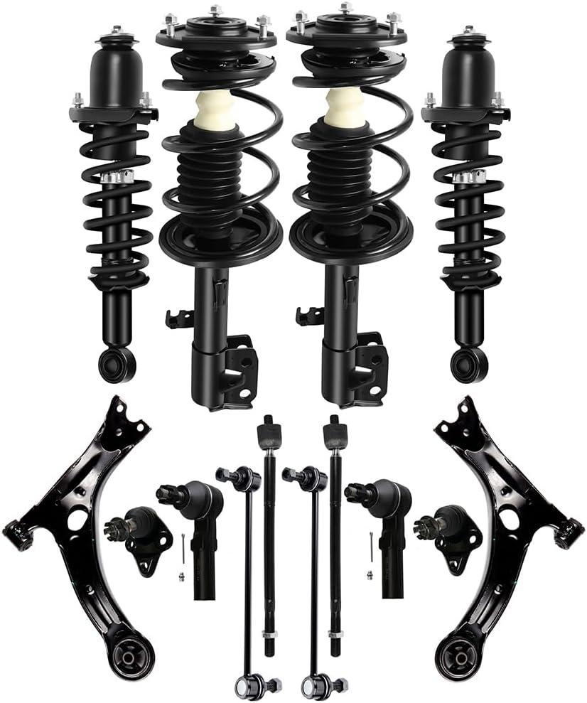 SCITOO Suspension Strut Shock for 2009-2013 for Toyota Corolla 2011-2013 for Toyota Matrix Front and Rear Pair Complete Strut Assembly,Ball Joint,Control Arm,Stabilizer Bar Link,Tie Rod End -14pcs