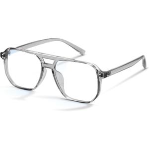 livho Vintage Aviator Blue Light Blocking Glasses, Fashion Oversized Frames for Eye Strain Relief, Unisex Design (*Gray)