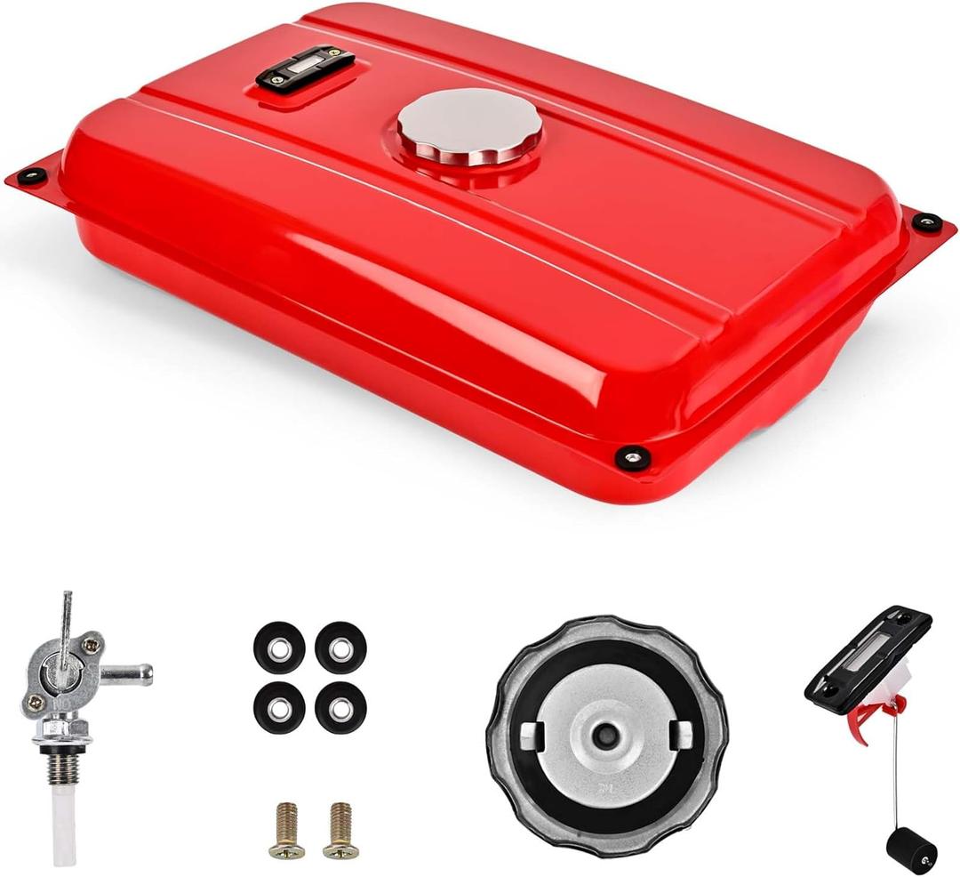 5 Gallon Generator Gas Fuel Tank with Filter Gauge Cap Universal Fit Compatible with EC2500 (5 Gallon, Red)
