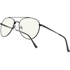 Aviator Reading Glasses for men and Women Blue Light Blocking Lens Spring Temple Black, 54 Millimeters, 1.5 x