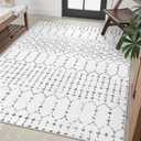 Lahome Moroccan 8x10 Rugs for Living Room - Non-Slip Washable Ultra-Thin Large Rug for Dining, Modern Geometric Print Indoor Soft Carpet for Bedroom Office, White