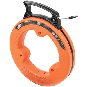 Klein Tools 56335 Flat Steel Electrical Fish Tape, 25-Foot 1/4-Inch Wide Spring Steel Tape, Slim Plastic Tip, Laser Etched 1-Foot Markings
