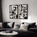 Large Framed Black and Beige Abstract Wall Art, Set of 2 Piece Minimalist Canvas Paintings Artwork for Walls, Modern Art Prints Pictures for Living Room Hallway Dining Room Bedroom Office Wall Decor