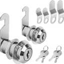 Cabinet Cam Lock Keyed Alike, 1-1/8'' (Length) Cylinder Fits on 7/8'' Max Panel Thickness, Secure File Drawer Mailbox RV Storage Replacement Set, Chrome-Finish Zinc Alloy (1-1/8 Inch 2Pcs)