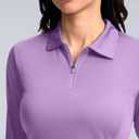 Women's Golf Shirts Lightweight UPF 50+ Long Sleeve Shirts UV Protection Quick Dry Cool Polo Shirts for Women Work Outdoor (Purple, L)