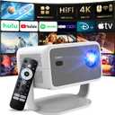 Projector [Auto Focus/360 Rotatable Stand] 4K Projector with Wifi and Bluetooth 1080P Native, Compatibile with TV Stick/Memory Stick/Laptop, Smart Home Outdoor Projector Gery (Grey)