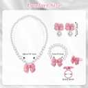Fumwase 8Pcs White Tea Party Accessories Set Tea Party Gloves Hats Necklace Fan Bracelet Earrings Sunglass Ring for 20s 50s Spring Party Decoration Accessories Halloween