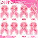 200 Pcs Breast Cancer Awareness Magnetic Bookmarks Bulk Pink Ribbon Bookmarks Breast Cancer Awareness Accessories Double Sided Magnetic Book Marks for Charity, Office, Fundraiser Events