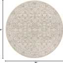 SIILOOM 3' Round Rug Washable Rug for Entryway, Cream Beige Yellow White Grey Soft Non-Slip Area Rugs Distressed Floral Low-Pile Carpet, Neutral Vintage Circle Rugs for Living Room Bedroom Foyer