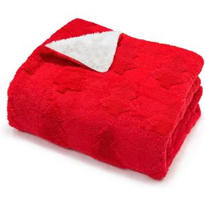 50x60 Inches Sherpa Christmas Blanket for Holiday Home Decor, Red Xmas Tree Jacquard Soft Flannel Fleece Throw Blanket for Bed Couch Sofa, Christmas Decor Gifts for Women Men Teen Family Friends