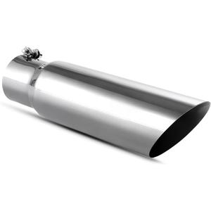 YITAMOTOR 2.75 Inch Inlet Exhaust Tip, 2.75" Inlet 3.5" Outlet 12" Overall Length Chrome Polished Stainless Steel Exhaust Tailpipe Tips (Silver)