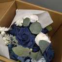 Ling's moment Navy Blue Bridal Bouquet for Bride, Blue Wedding Bouquets for Bride, 13 Inch Silk Round Artificial Wedding Flowers Bouquets,Blu-noble Navy Blue, Small 13 Inch