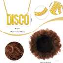 2 x Shihanee 4 Pcs Mardi Gras Men 60s 70s Disco Costume Hippie Outfit Floral Shirt Wig Sunglass Gold Necklace for Cosplay Party, Small
