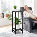 Plant Stand Indoor, Tall Plant stands for Indoor Outdoor Plants, 2 Tier Heavy Duty Plant Shelf 31" Metal Pedestal Stand Modern Corner Flower Stand for Patio, Living Room, Balcony(Black)