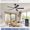 ZMISHIBO 52" Ceiling Fans with Lights, Black Modern Ceiling Fan with Remote & App Control, Farmhouse Indoor Ceiling Fan with Dual Finish Blades, Quiet & Strong Motor, 24W Dimmable Bright LED Light
