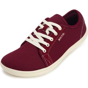 WHITIN Men's Wide Minimalist Barefoot Sneakers | Zero Drop Sole | Optimal Relaxation (W81 Red Beige)