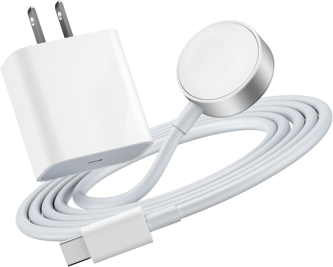 Vertebraid USB C Fast Watch Charger Compatible with Apple Watch Series Ultra2/Ultra/SE2/10/9/8/7/6/5/4/3/2/1/SE, Magnetic Charging Cable with Type C 20W PD Adapter, Watch Cord with Wall Block, 4.9ft