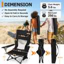 Joyfair 2 Pack Beach Chair Camping Chairs Set(High Back), Heavy Duty Folding Low Lawn Camp Chair for Adults for Outdoor Sport Fishing, Armrest Chair with Portable Bag, Pillow, Cup Holder (Black), 31 inches x 25 inches x 32 inches