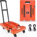 SOLEJAZZ Folding Hand Truck Portable Dolly Cart with Wheels Foldable 500LB Heavy Duty Luggage Cart Collapsible Hand Cart Moving Dolly for Airport Travel Furniture Luggage Office Moving, Orange