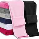 Girls Fleece Lined Leggings Cotton Kids Winter Warm Leggings Thick Thermal Tights Pants (10-12 Years, Black, Light Pink)
